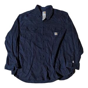 Carhartt FR Flame Resistant Shirt Mens 4XL Navy Blue Button Down Work Shirt EUC